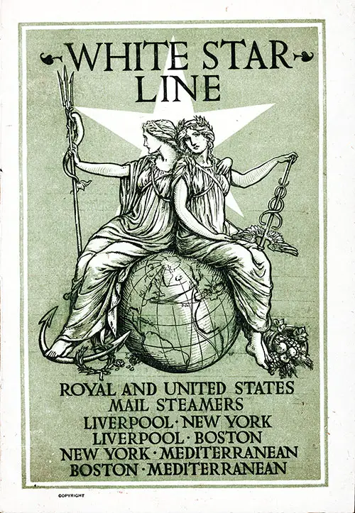 Front Cover, White Star Line RMS Majestic First Class Passenger List - 30 August 1905.