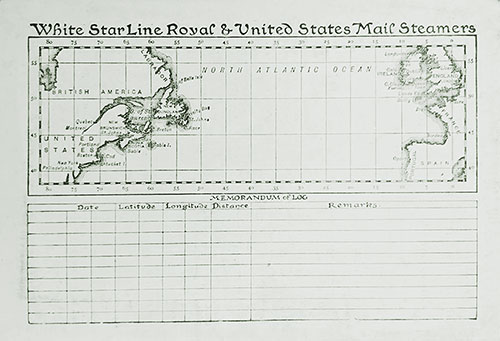 Track Chart and Memorandum of Log (Unused), RMS Oceanic Saloon Passenger List, 16 April 1902.