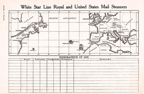 Back Cover: Track Chart and Memorandum of Log.