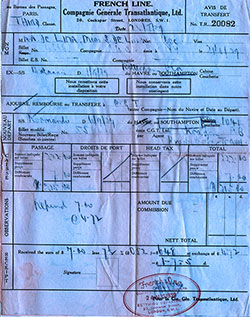 GGA Image ID # 1fa55cbf18 SS Brittania & SS Normandie Passage Ticket, Rotterdam to Southampton & Southampton to New York, departing 6 September 1939.