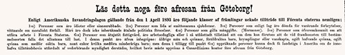 Revers Side of Swedish Passage Contract, RMS Campania of the Cunard Line for 7 April 1897.