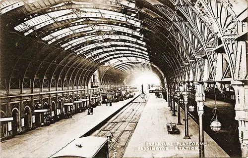 Great Western Railway Departure Platforms at Paddington Station, 1904.