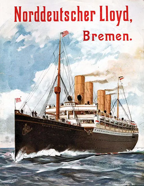 Poster from the Norddeutscher Lloyd, Bremen, Featuring the SS Kaiser Wilhelm der Grosse, ca 1903.