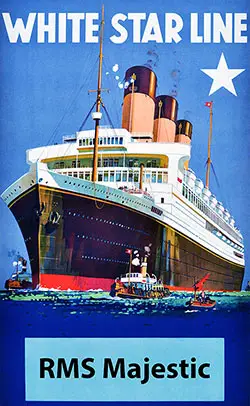 White Star Line RMS Majestic Travel Poster, 1922.