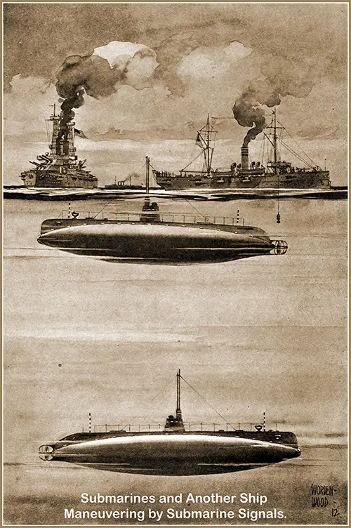 Submarines and Another Ship Maneuvering by Submarine Signals.