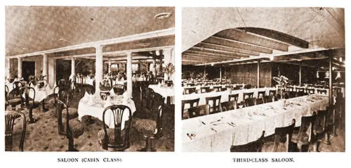 Cabin Class Saloon and Third Class Saloon on the RMS Andania.
