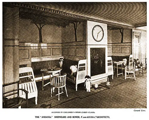 Cabin Class Children's Room Alcoves on the RMS Andania.