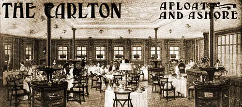 The Carlton Restaurant on the Hamburg-American Liner SS America, a Replica in Miniature of the Restaurant in Pall Mall.