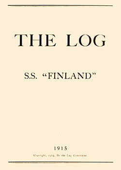 Front Cover of a PLClass Passenger List from the SS Finland of the Red Star Line, Chartered by the Panama-Pacific Line, Departing 31 July 1915.