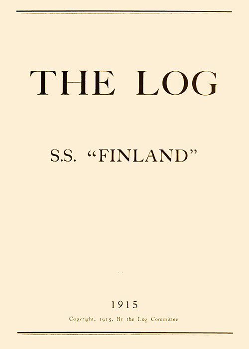 Front Cover of a PLClass Passenger List from the SS Finland of the Red Star Line, Chartered by the Panama-Pacific Line, Departing 31 July 1915.