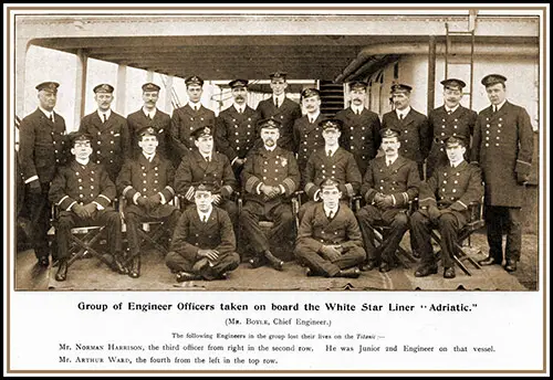Group of Engineer Officers Taken on Board the White Star Liner RMS Adriatic.