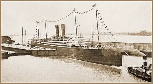 Transatlantic Passenger Liner Passing Through The Gladstone Lock at Liverpool.