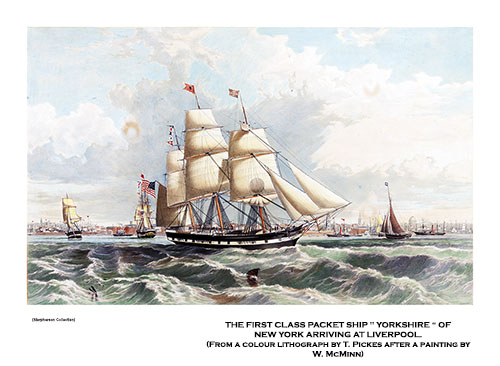 The First Class Packet Ship "Yorkshire" of New York Arriving at Liverpool.