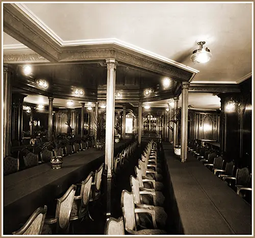 Second Class Dining Room on the RMS Mauretania.