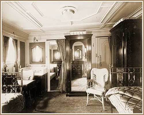 The First Class Regal Suite Bedroom, Starboard Side, Looking Aft.