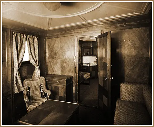 Parlor Room in an En Suite Stateroom on B Deck on the Mauretania.