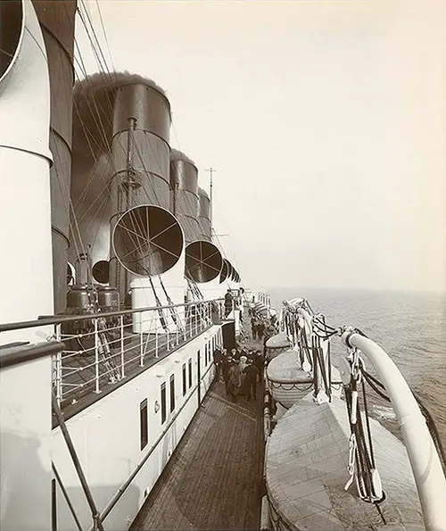 First Class Promenade on the Boat Deck, Looking Aft on the RMS Mauretania.