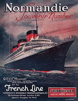 Front Cover, SS Normandie Souvenir Number. The Shipbuilder and Marine Engine Builder, June 1935.
