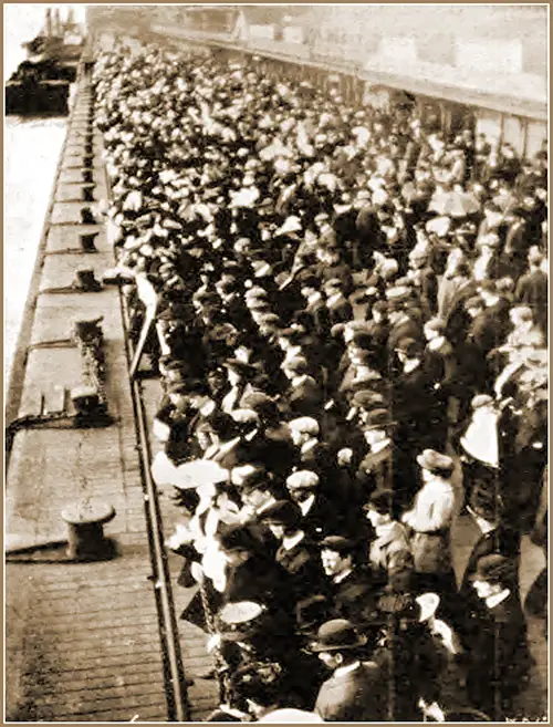 A Busy Day at the Liverpool Landing Stage circa 1907. The Popular Allan Line Steamer "Tunisian" had just Sailed.