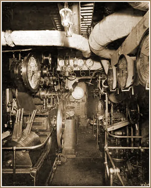 Mauretania's Engines Showing Starting Platform.