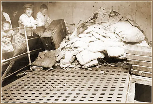 A Pile of Lifejackets Is Shown in the Hold of the Rms Carpathia Worn by the Survivors of the Titanic.