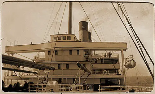 View of the Boat Deck and Bridge of the SS Cedric on a Voyage from New York to Liverpool, 1911.