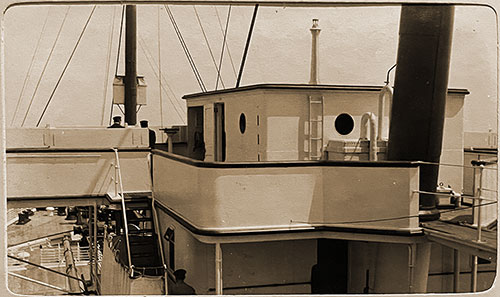 View of the Upper Decks and Bridge of the SS Cedric Looking Forward, 1911.
