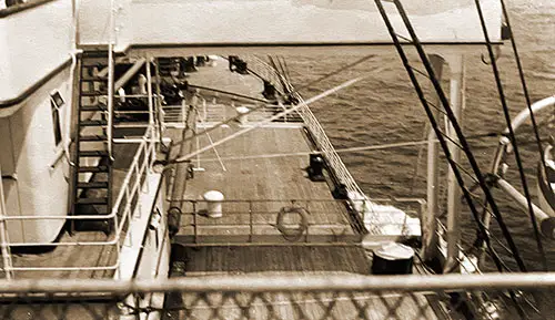 View of the Bow of the Ship of the SS Cedric Looking Forward, 1911.