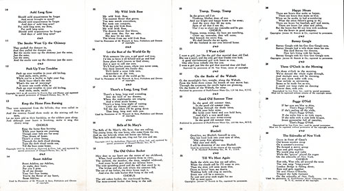 Sheet 2 of 1928 Community Song Sheet Published by the Atlantic Transport Line.