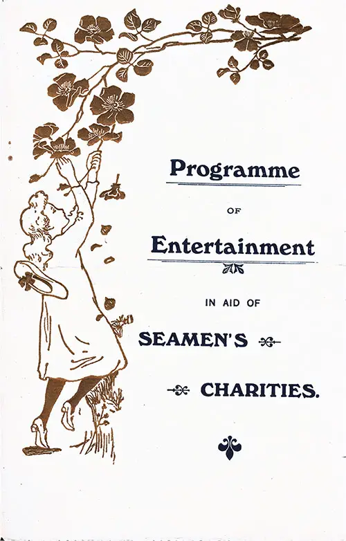 Front Cover, Entertainment Program in Aid of Seamen's Charities at Liverpool & New York 1911