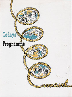 Front Cover, Program of Events for Saturday, 28 March 1953 on Board the RMS Queen Mary.