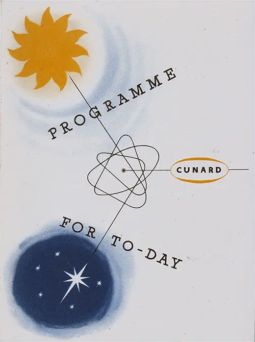 Front Cover, Program of Events for Sunday, 29 March 1953 on Board the RMS Queen Mary.