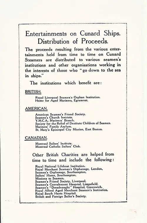 Distribution of Proceeds Thursday, 25 September 1930