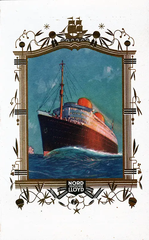 Front Cover, Matinee Concert Program on Board the SS Bremen, Sunday, 17 August 1930.