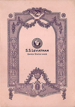 Front Cover, Second Class Concert Program Given on Board the Flagship "Leviathan" on Thursday, 21 June 1928.