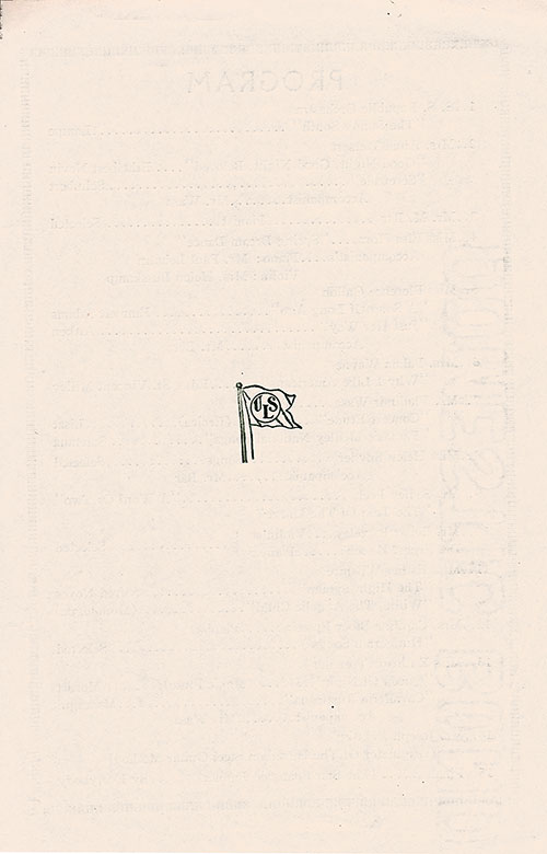 Back Cover, Musical Concert Program Held Sunday, 3 October 1926 on Board the SS Republic