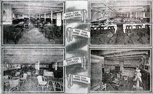 Photo Collage of Third Class Accommodations on the SS Laurentic. 