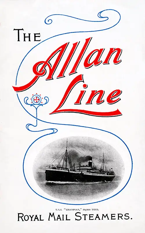 Front Cover: Saloon Class Passenger List for the RMS Grampian of the Allan Line Dated 21 August 1909.