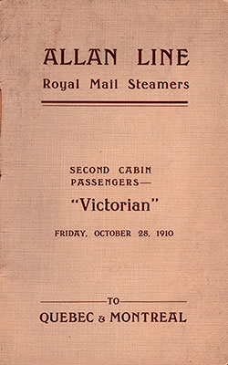 Front Cover - 1910-10-28 Passenger Manifest for the RMS Victorian