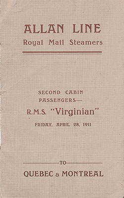 Front Cover, 1911-04-28 RMS Virginian Passenger List