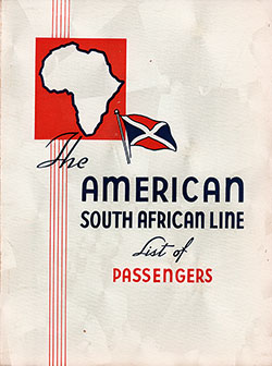 Front Cover of a Cabin Passenger List from the SS City of New York of the American South African Line, Departing 21 July 1937 from Beira to New York
