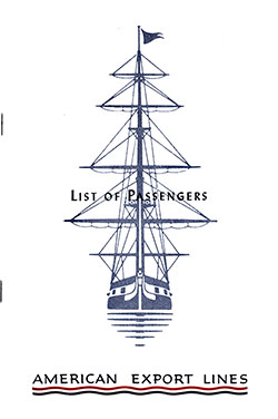 1952-10-27 Passenger List for SS Independence