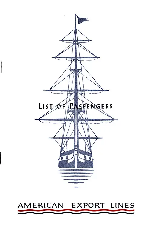 Passenger List, American Export Lines SS Independence, Oct 1952