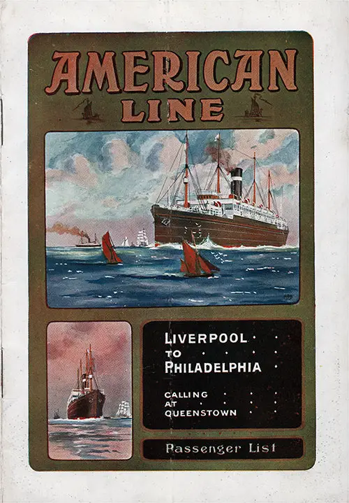 Passenger Manifest Cover, August 1911 Westbound Voyage - SS Dominion
