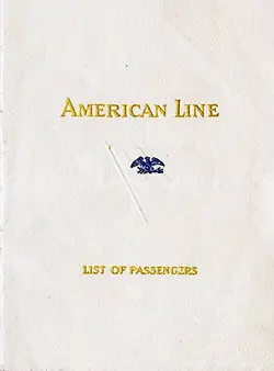 Cabin Passenger List, SS Manchuria, American Line, 28 June 1923