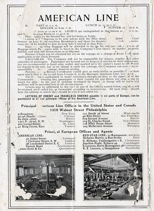 Back Cover: Second Class Passenger List for the SS Merion of the American Line Dated 2 July 1910.