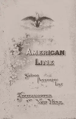 Passenger Manifest Cover, August 1896 Westbound Voyage - SS Paris