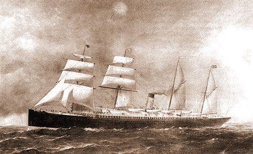 The SS Pennsylvania of the American Line (1873) 3,126 Tons, 360 Feet Long x 42 Feet Wide.