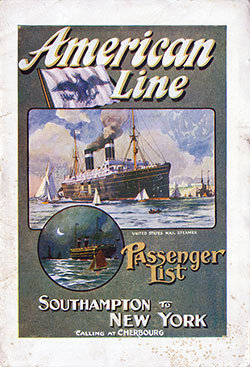 Passenger Manifest Cover, September 1911 Westbound Voyage - SS St. Louis