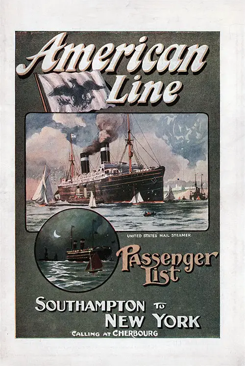 Passenger Manifest Cover, September 1912 Westbound Voyage - SS St. Louis 